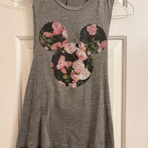 Gray Sleeveless Dress with Floral Mouse Design